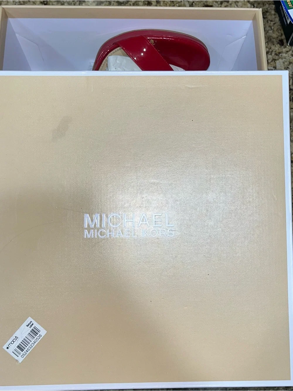 Michael Kors Red Patent Leather Ankle-Strap Heels